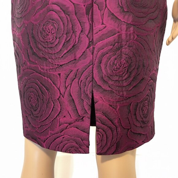 Carmen Marc Valvo Plum Jacquard Sheath Dress - Size 6 - Picture 4 of 4